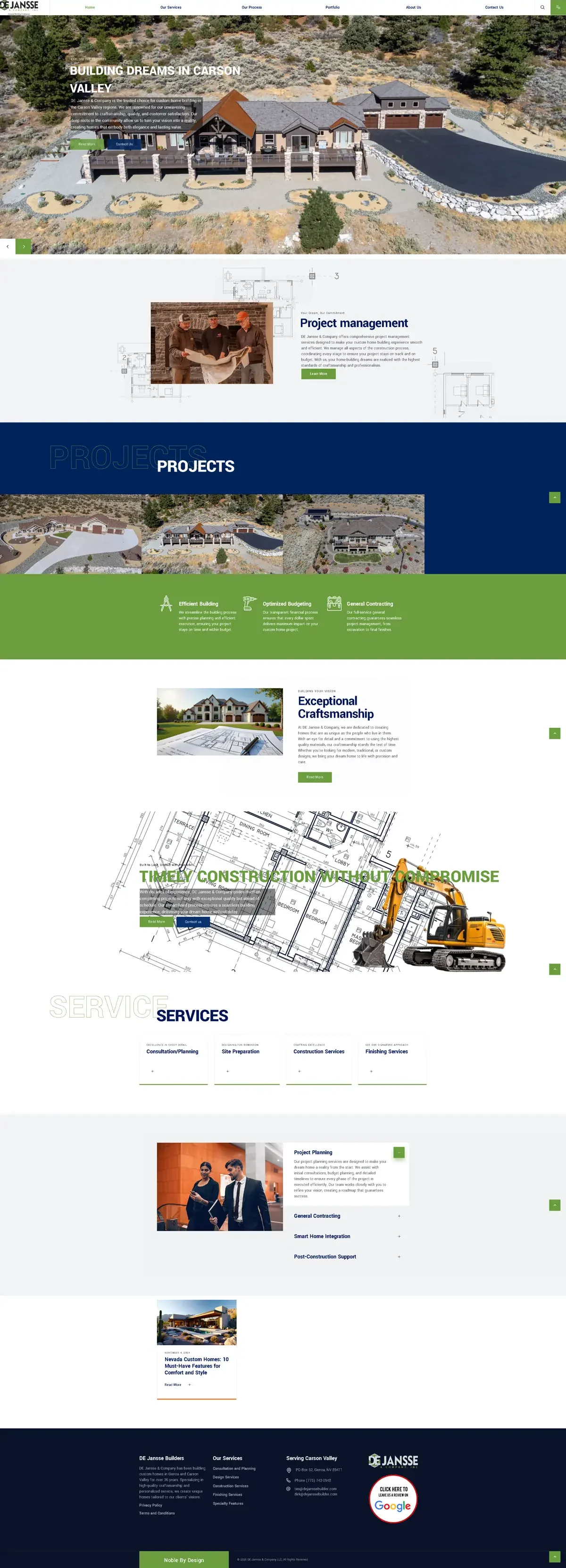 De Jansse Builders full homepage design