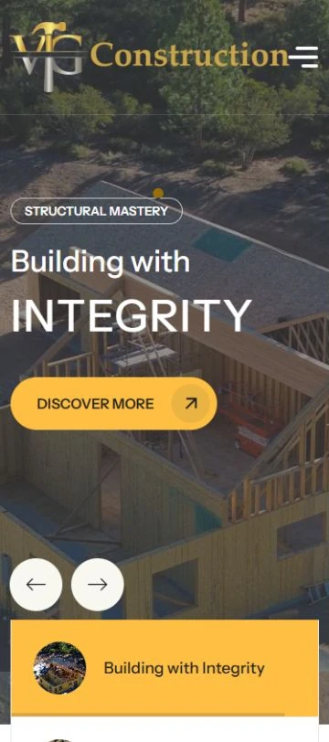 VG Construction's actual mobile website