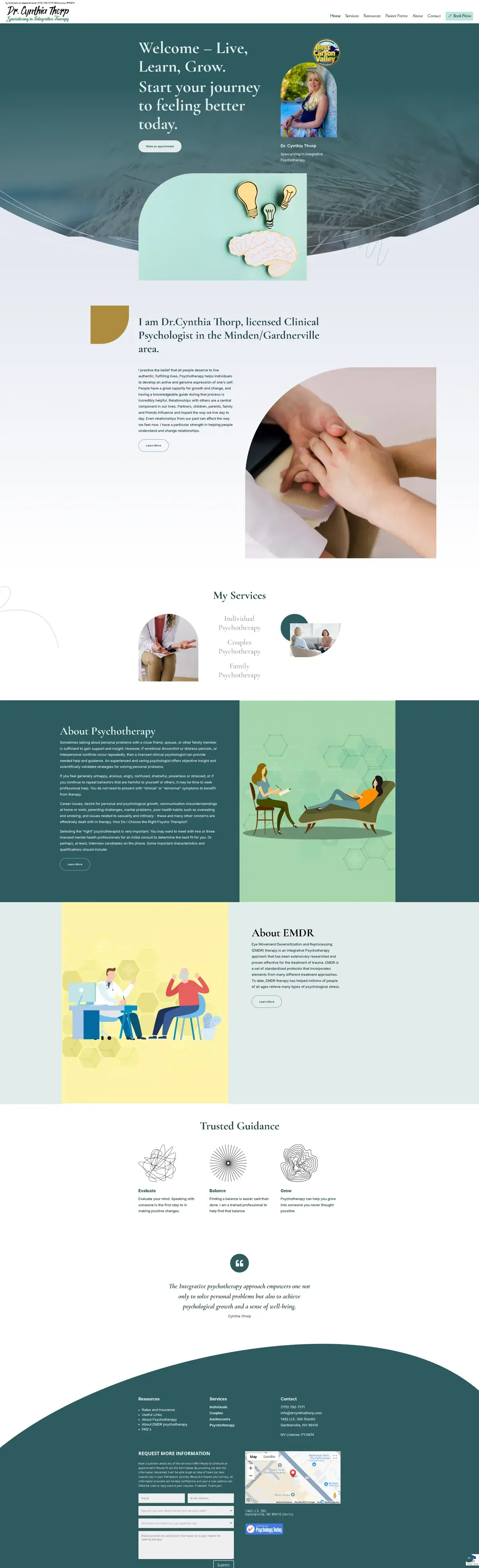 Dr. Cynthia Thorp website page