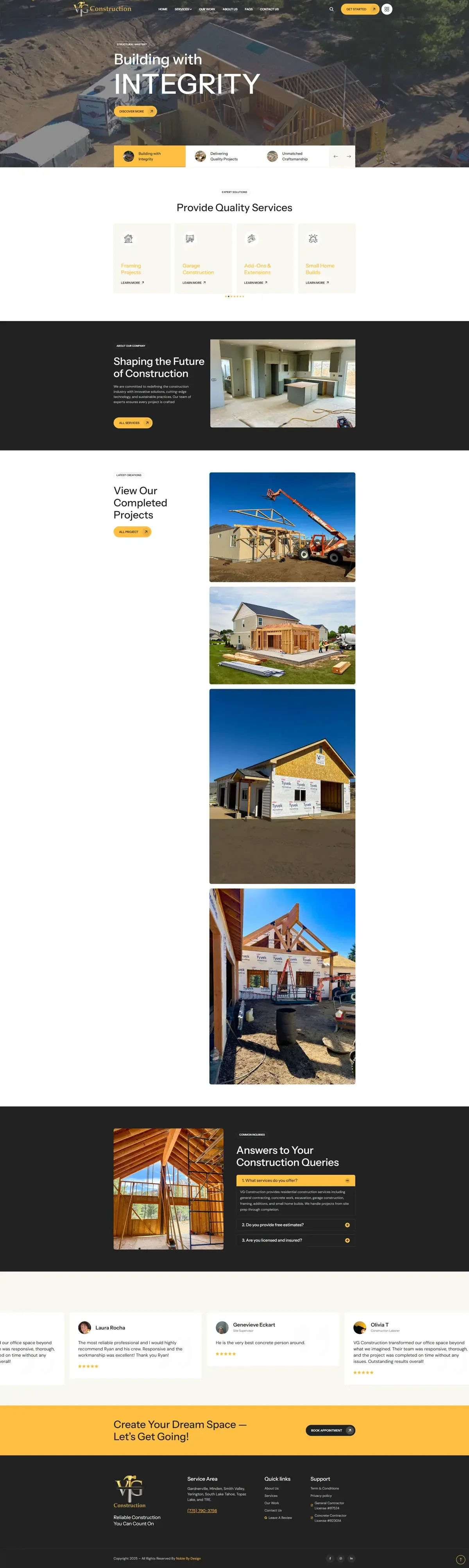 VG Construction website project by Noble By Design