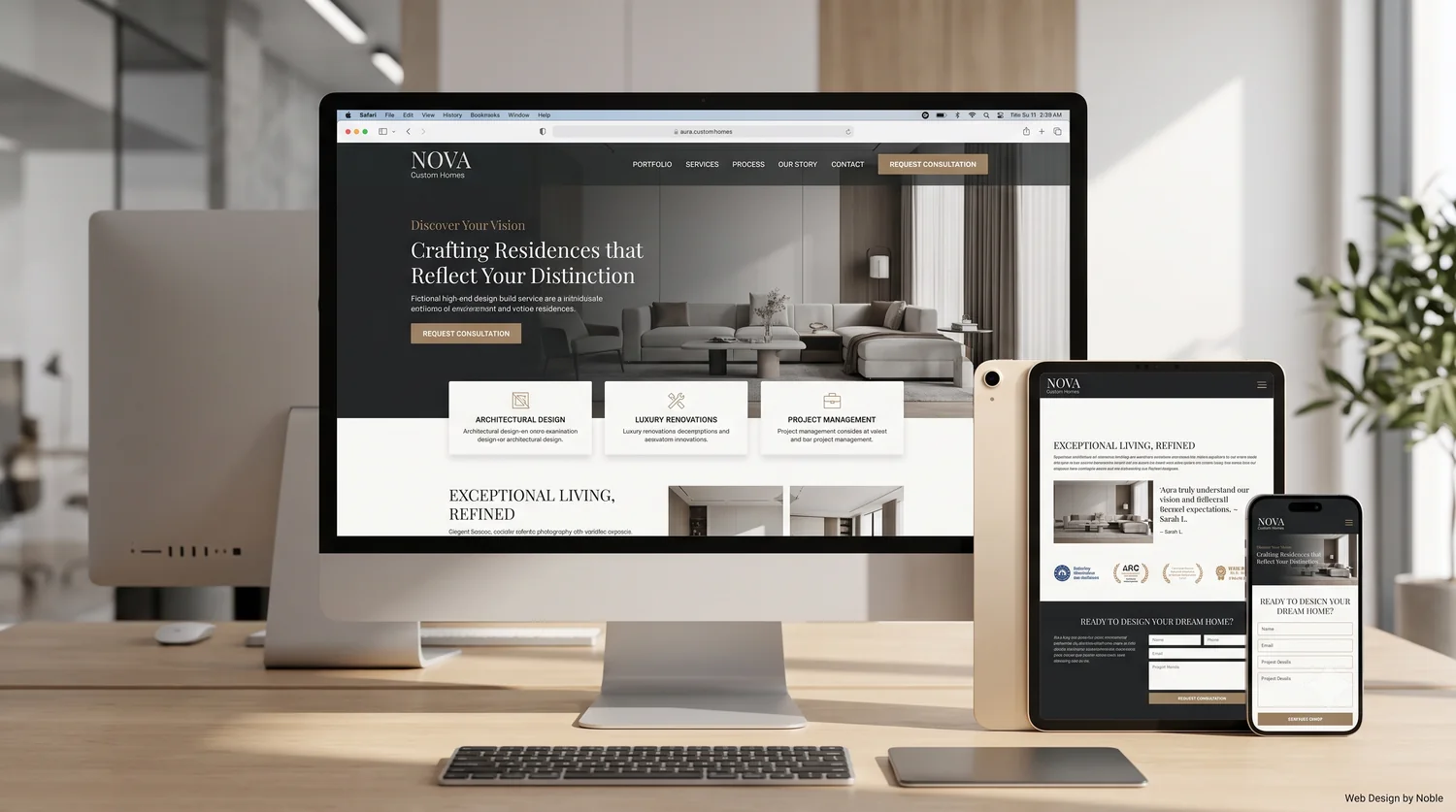 Web design and development mockup